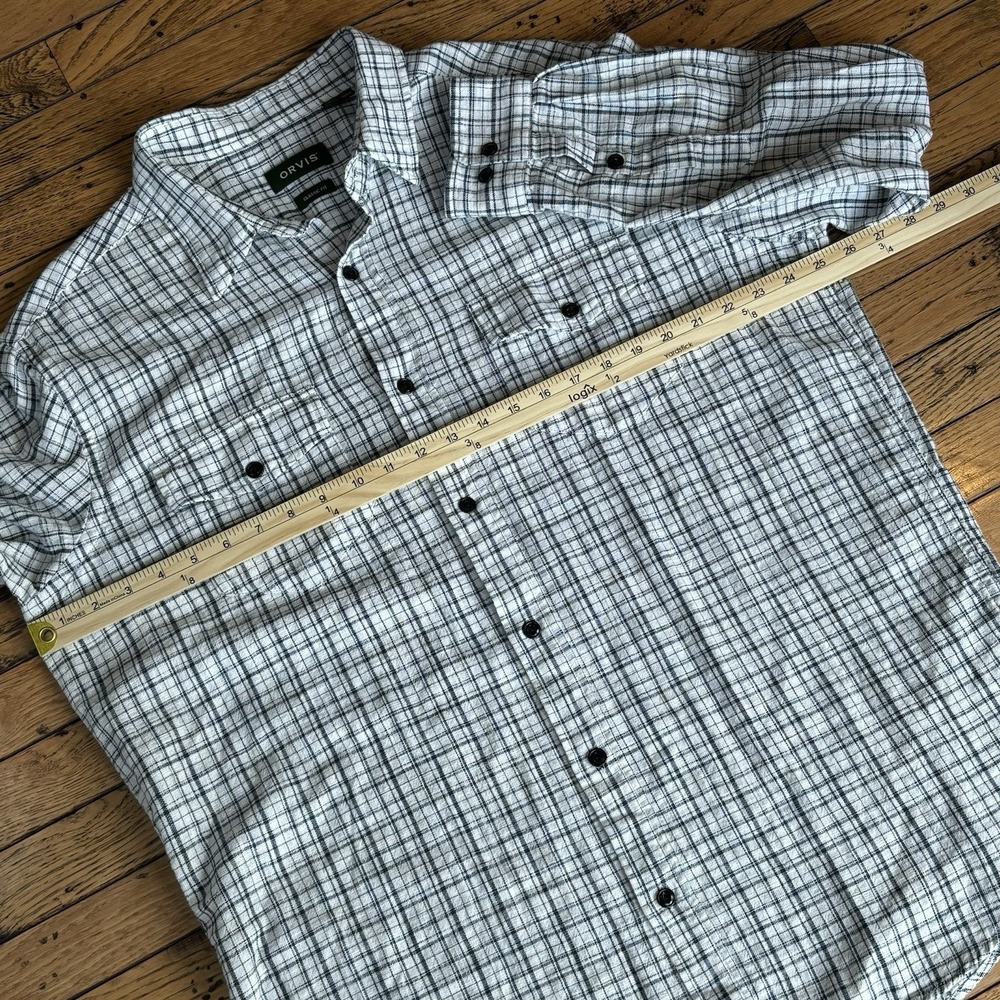 Orvis Long Sleeve Button Dress Shirt Mens Green Plaid 100% Cotton Large sz L - Picture 8 of 11